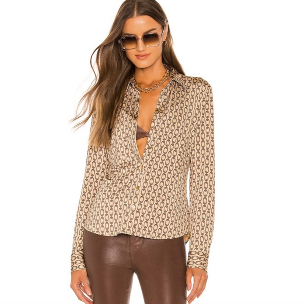 L”Agence Stylish Geometric Print Blouse